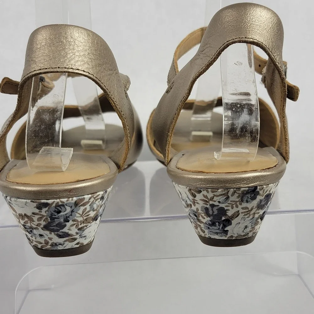 Hotter Comfort Concept Hallie Gold Floral Wedge Sandal Womens 11 Summer Metallic